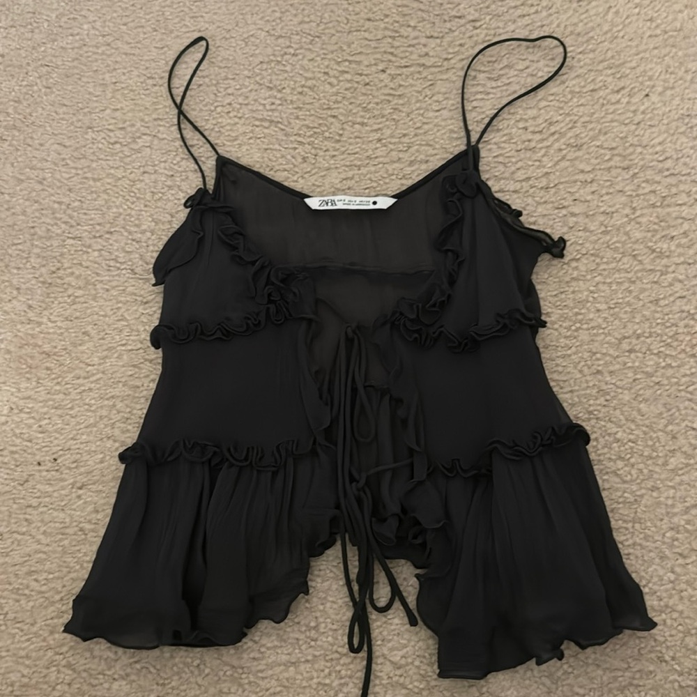 Black front tie Zara top